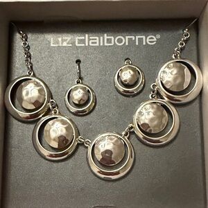 Liz Claiborne Silver Necklace and Earring Set
